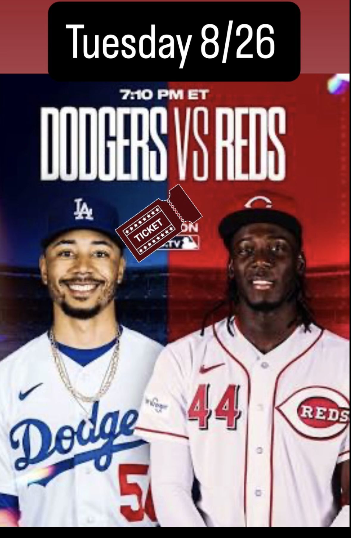 Dodgers Vs Reds Tuesday 8/26 Game 