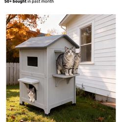Outdoor Insulated Cat House – 2 Story – Weatherproof