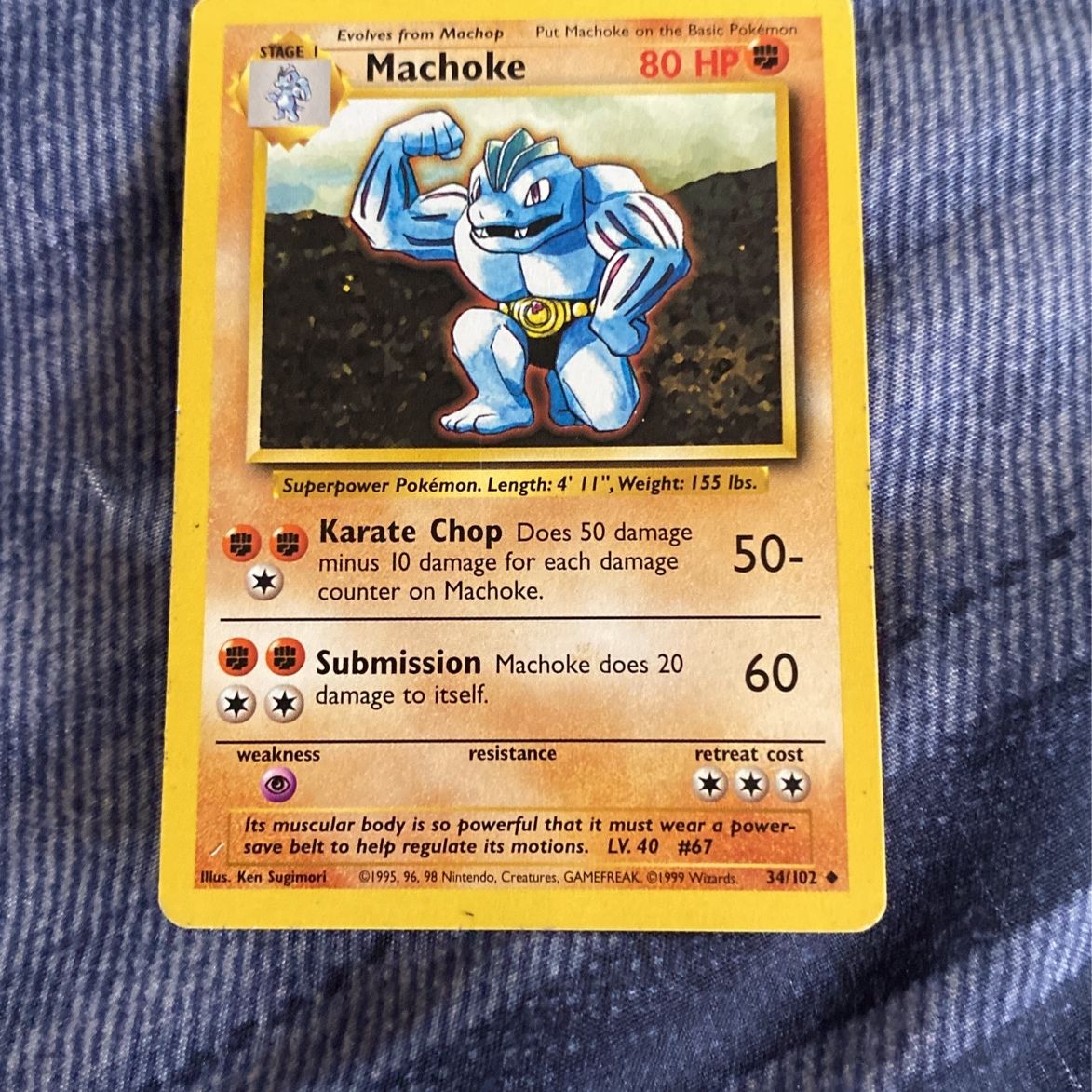 machoke pokemon card (40/102) [HeartGold & SoulSilver: Triumphant] Heavily Played Reverse Holofoil Fighting Fighting Pokemon Card "Machoke" sv2a 067/165