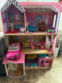 Tall Multi-Story Wooden Dollhouse