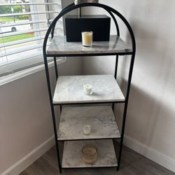 Black Metal Archway Shelf with Genuine Marble Slabs