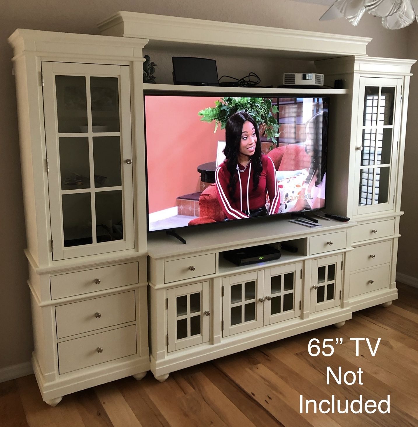 Large Lighted Entertainment Center holds 65 inch TV Books Etc