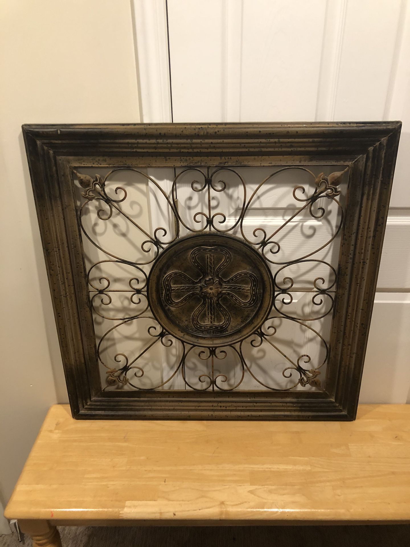 Awesome Square Aged & Framed Metal Scroll Wall Decor!