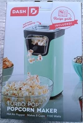 NEW! DASH 8 Cup, Turbo Pop Hot Air Popcorn Maker w/Measuring Cup