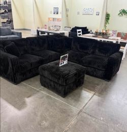 Sectional  sofa with ottoman  fur-like jumbo corduroy