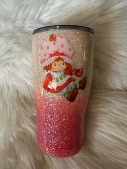 New custom 20 oz strawberry shortcake glitter cup