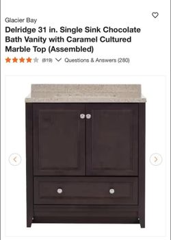 Glacier Bay Delridge 31 in. Single Sink Chocolate Bath Vanity with Caramel Cultured Marble Top (Assembled) New 