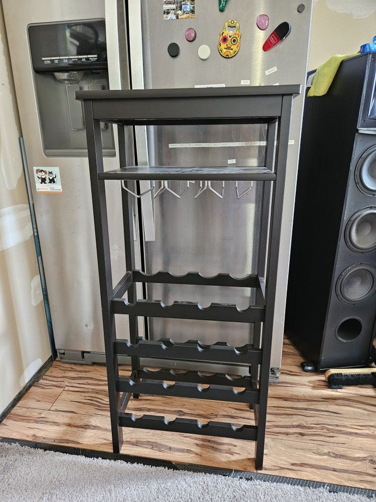 Wine Rack With Glass Shelf 