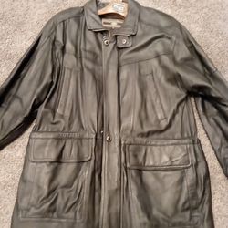 Men's New Members Only Black Leather Coat Sz Med