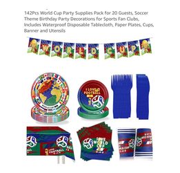Brand new 142Pcs World Cup Party Supplies Pack for 20 Guests