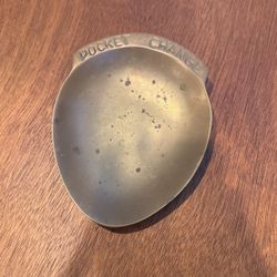 Vintage Solid Brass Pocket Change Valet Dish Natural Patina