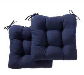 Greendale Home Fashions Sunbrella Canvas Navy Square Tufted Outdoor Seat Cushion (2-Pack)