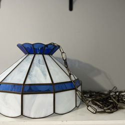 Blue and White Swag Lamp 15ft cord Vintage 