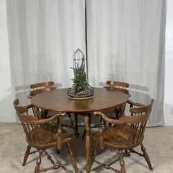 Vintage Solid Wood Drop Leaf Table & 4 Tavern Chairs SOLID WOOD