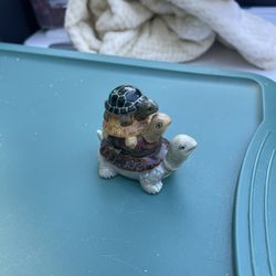 Title: Awww And It Comes with A Little Baby Turtle Inside ..Adorable Stacked Turtle Porcelain Hinged Trinket Box w/ Baby Turtle Inside