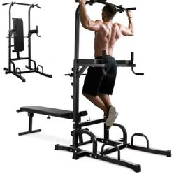 Multi-Function Power Tower & Weight Bench – Full Home Gym Setup 