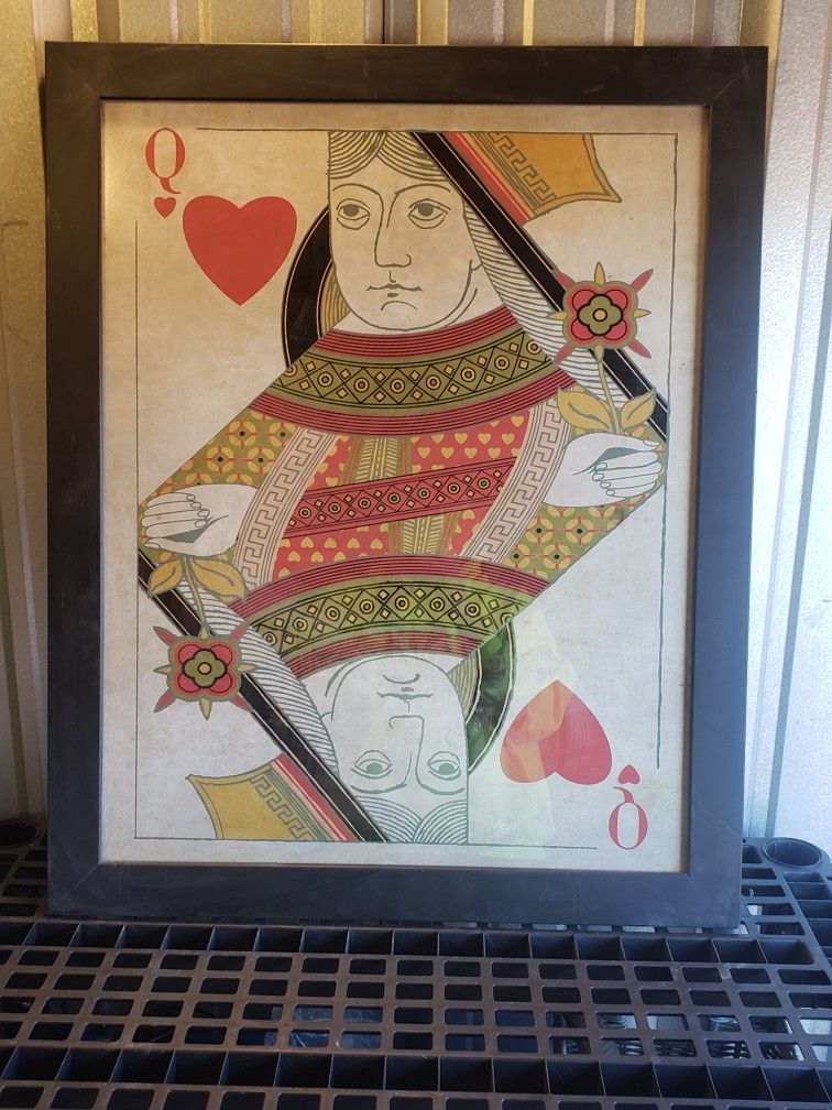 Framed Vintage Queen Of Hearts Print