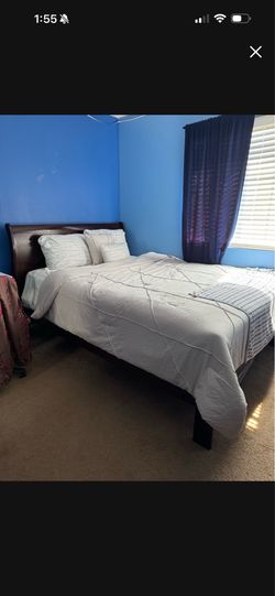 Queen bed and bed frame
