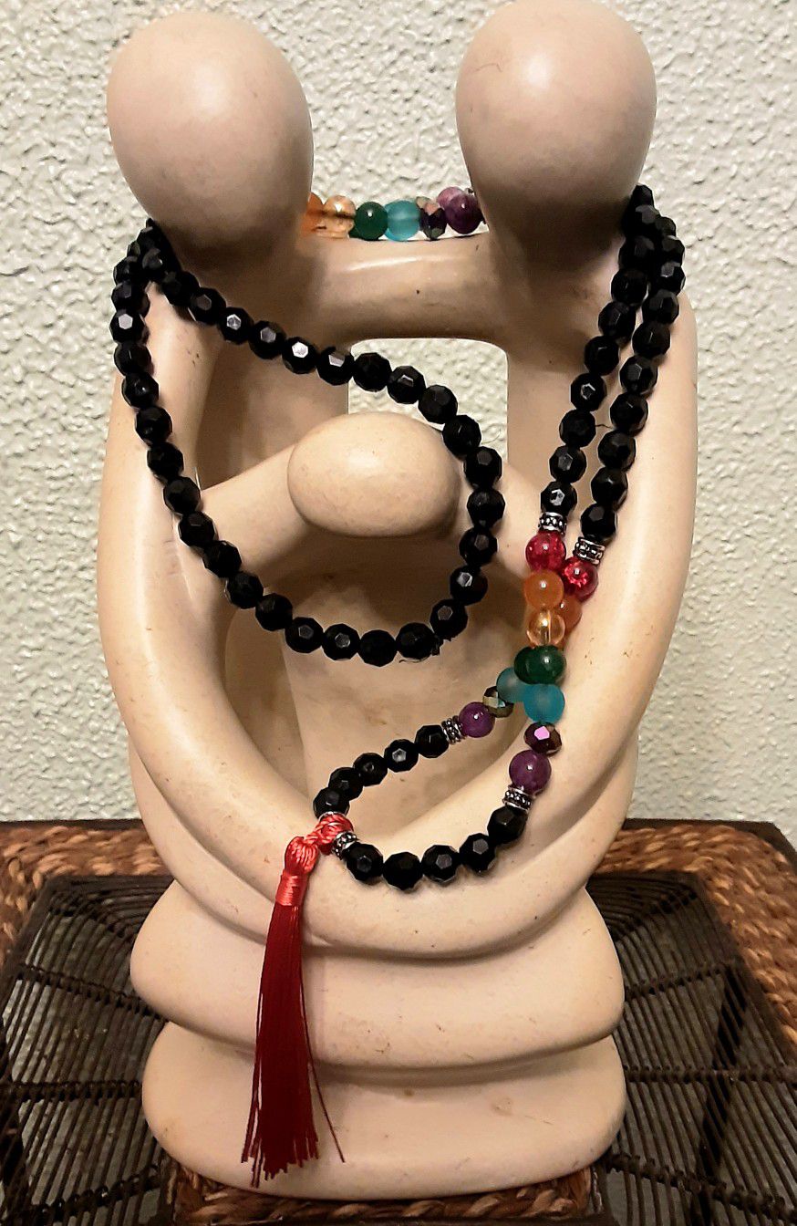 Handmade 7 Chakra 108 Bead Mala Prayer Necklace