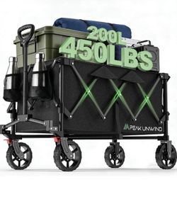 Brand New Heavy Duty 450LBS Collapsible Folding Wagon Cart – Black
