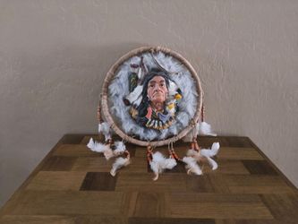 Large Dream Catcher With Indian Face Figure