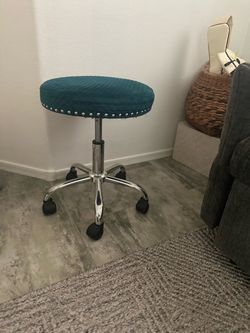 Rolling Adjustable Stool | Plush Velvet Seat |