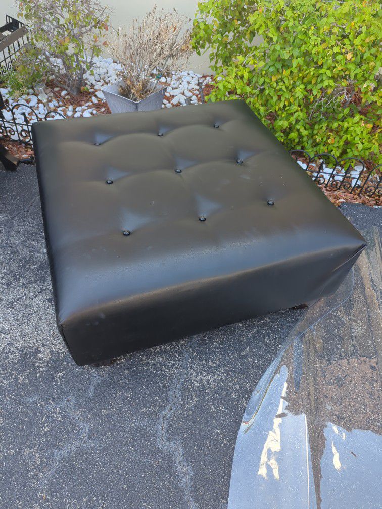 New Brownish Black Leather Footrest, Couch Extender, Console Table