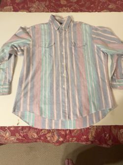 Vintage Wrangler Gold Men’s Striped Shirt – Single Needle Tailoring – Western – XL