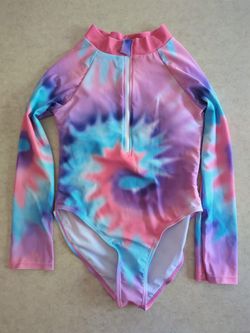 Girls Tie-Dye Long Sleeve Bathing Suit