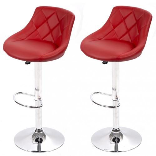 Attractive Red Leather Bar Stools with Backrest (2) - Brand new
