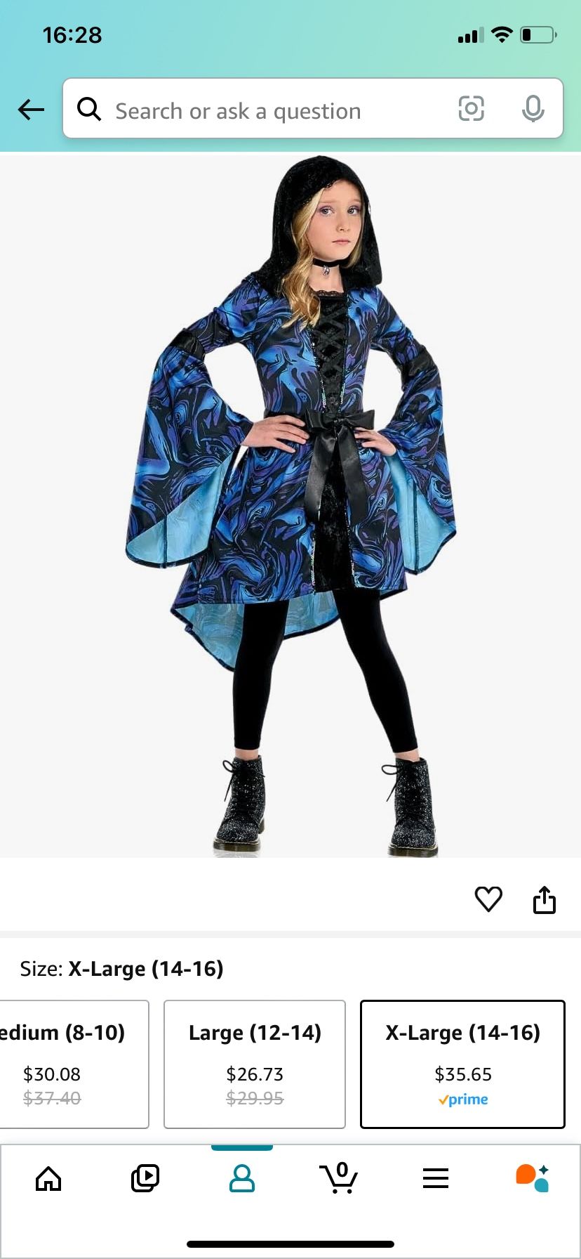 Girl Halloween Costume Size XL