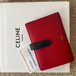 Celine Wallet, Red with Black Strap