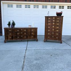Henredon Vintage Georgian Bedroom Set – 9 Drawer Dresser & 7 Drawer Chest 