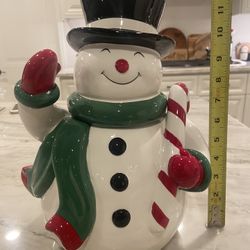 Snowman Cookie Jar No Chips Or Cracks Like New $20