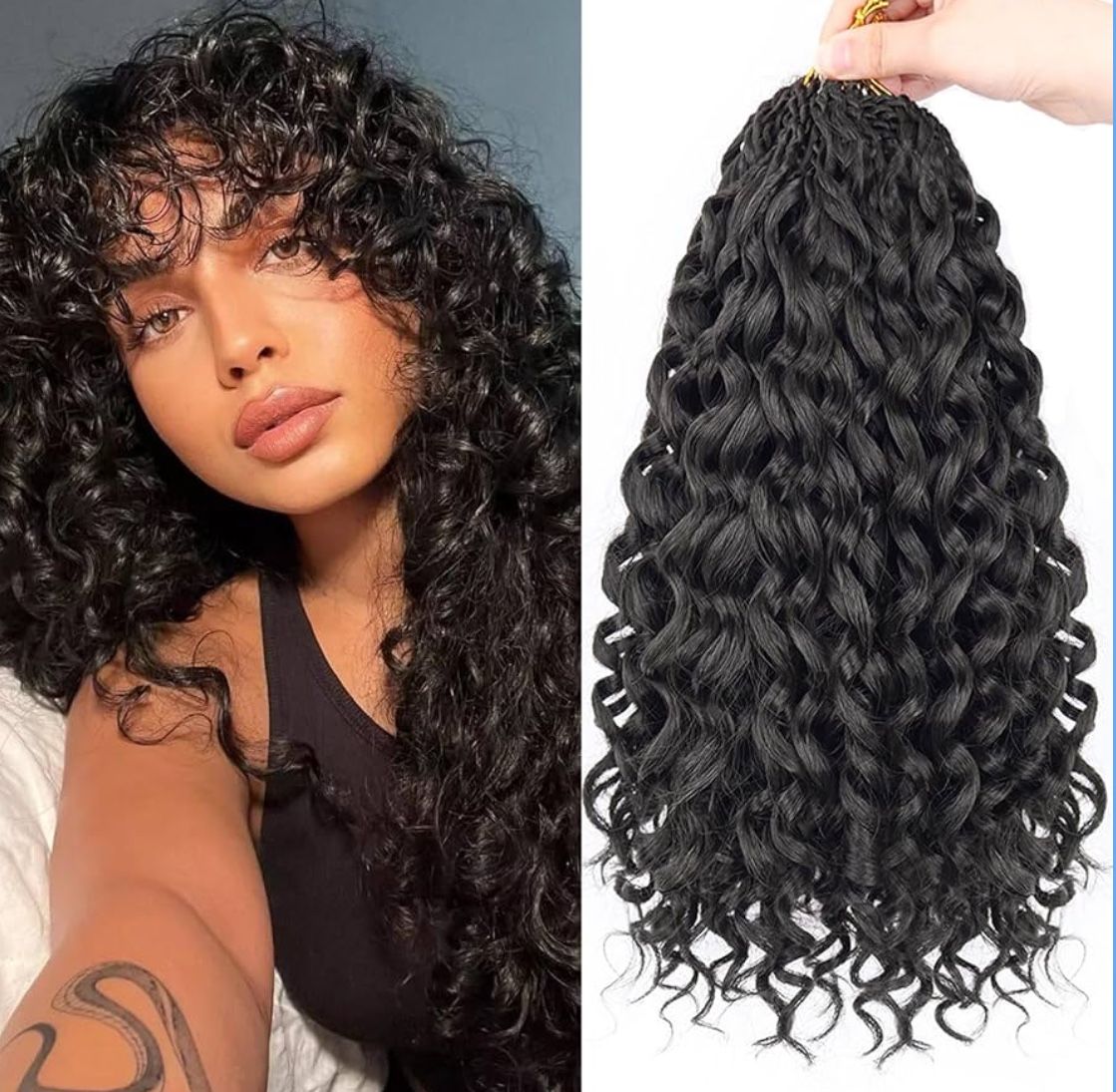 GoGo Curl Crochet Hair 7 Packs Pre-Looped Curly Crochet Hair Ocean Water Wave Crochet Braiding Hair Beach Curl Hair Extension Tangle-Resistant Upgrade