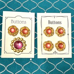 Lot Of Metallic Pink Glass Buttons