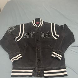 Vintage Black Supreme Baseball Jacket 