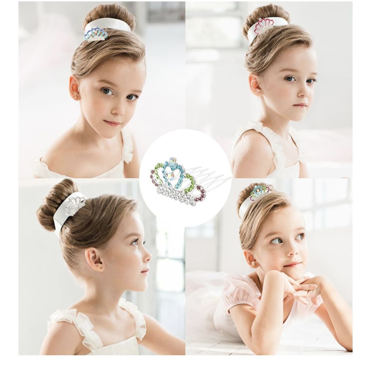 VinBee 8 Pcs Princess Crown Comb Mini Tiara Hair Comb Shiny Rhinestone Tiara for Girls Hair Dectoration