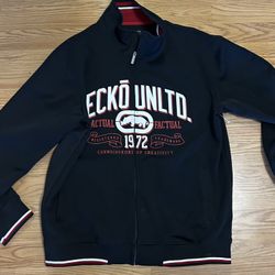 Ecko Unltd Jacket Mens size L Black Long Sleeve Full Zip Rhino Logo Casual Adult