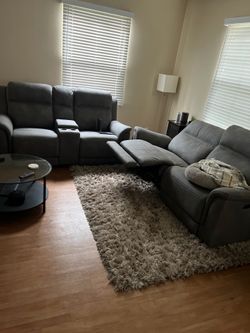 Grey Recliner Couch and Love seat