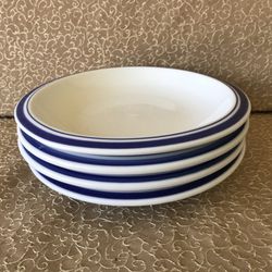 4 Pottery Barn Club Blue Salad Vintage Plates Dinnerware china
