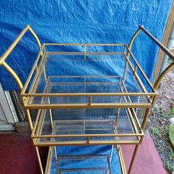 3 Tier Shelf Gold Metal Heavy 2glass 1 Mirror
