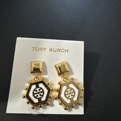 Tory Burch Earrings White With Gold 
