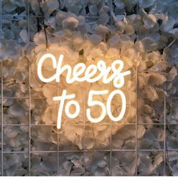 Cheers to 50 Years Neon Sign 50th Anniversary Decorations, LED Lights Sign 50th Birthday Decorations for Living Room Bedroom Bar Birthday Wedding Part