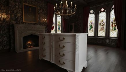 White n gold dresser