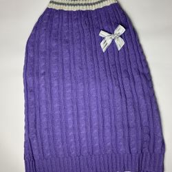 Large Dog Pet Purple Cable Knit Sweater