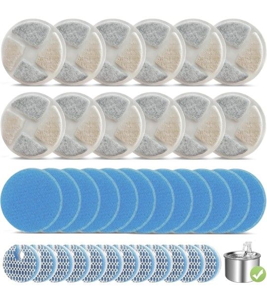 12 Set Cat Fountain Filter Replacement, Round