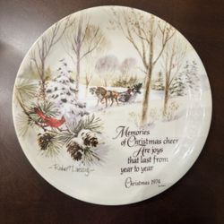 Vintage Winter Scene Christmas Plate 10.75” – Robert Laessig 1974 Porcelain 