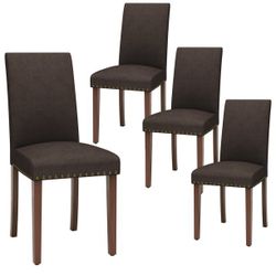 Dining Chairs Set of 4, Upholstered Parsons Dining Chairs with Nailhead Trim, Solid Wood Legs & Padded Seat, Side Chair for Kitchen, Dining Room, Livi