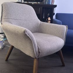 Accent Chair, Fabric Upholstery, Rubberwood Legs